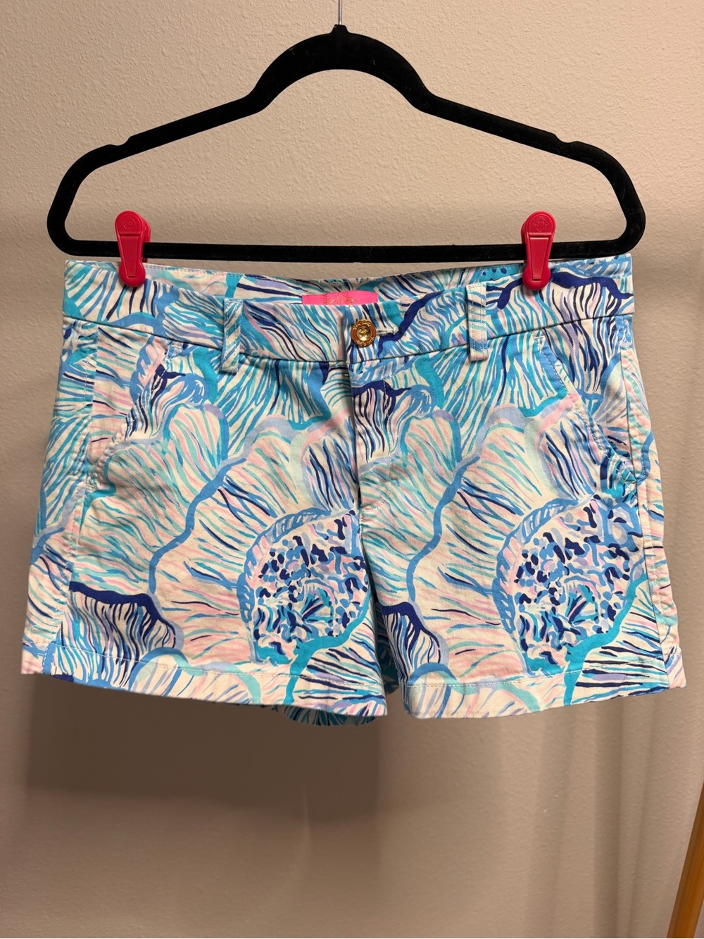 Lilly Pulitzer Tropical Print Shorts in Aqua, Light Blue & Pink